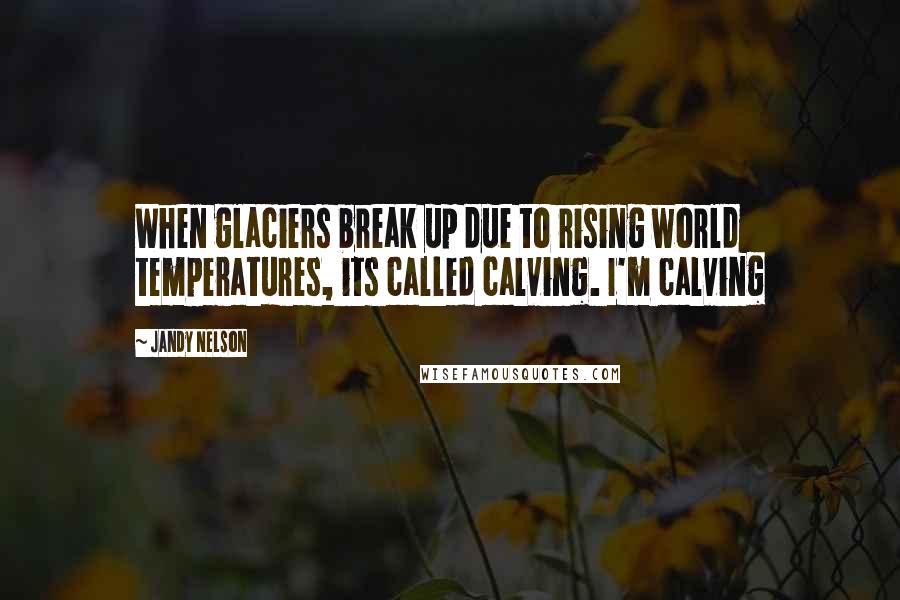 Jandy Nelson Quotes: When glaciers break up due to rising world temperatures, its called calving. I'm calving