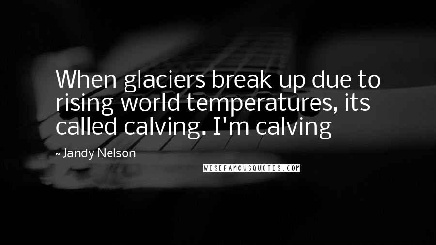 Jandy Nelson Quotes: When glaciers break up due to rising world temperatures, its called calving. I'm calving