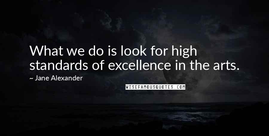 Jane Alexander Quotes: What we do is look for high standards of excellence in the arts.