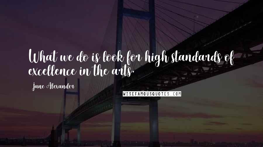 Jane Alexander Quotes: What we do is look for high standards of excellence in the arts.