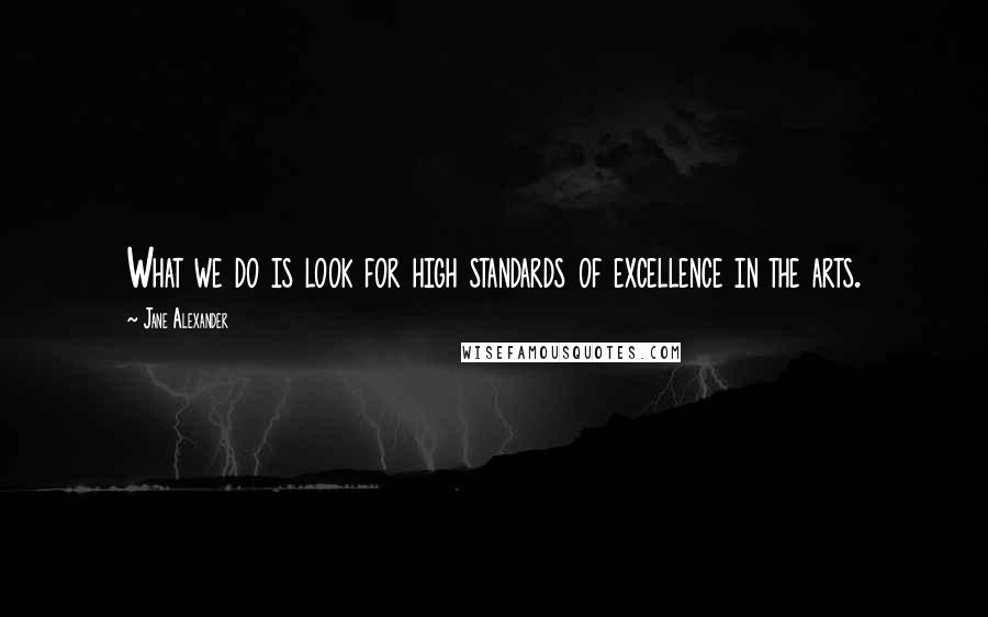 Jane Alexander Quotes: What we do is look for high standards of excellence in the arts.