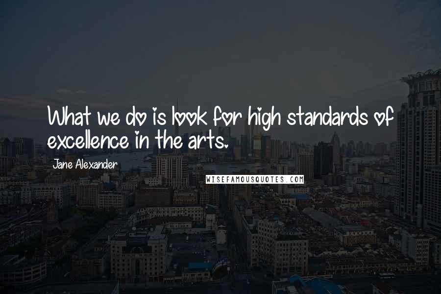 Jane Alexander Quotes: What we do is look for high standards of excellence in the arts.