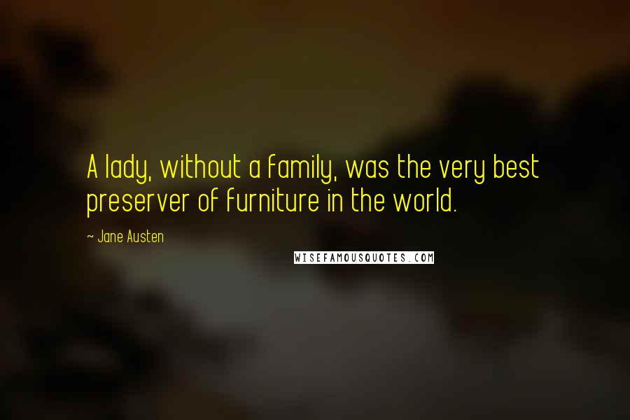 Jane Austen Quotes: A lady, without a family, was the very best preserver of furniture in the world.