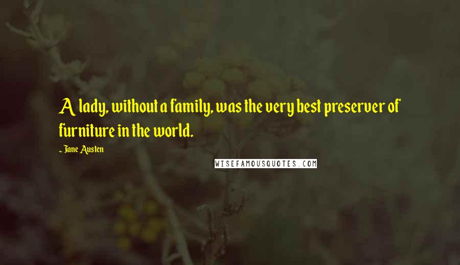 Jane Austen Quotes: A lady, without a family, was the very best preserver of furniture in the world.