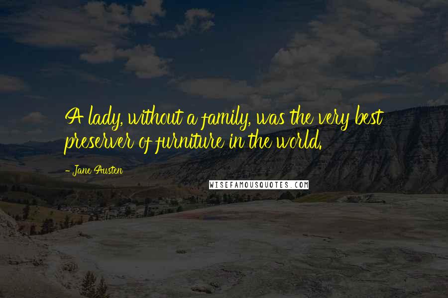 Jane Austen Quotes: A lady, without a family, was the very best preserver of furniture in the world.