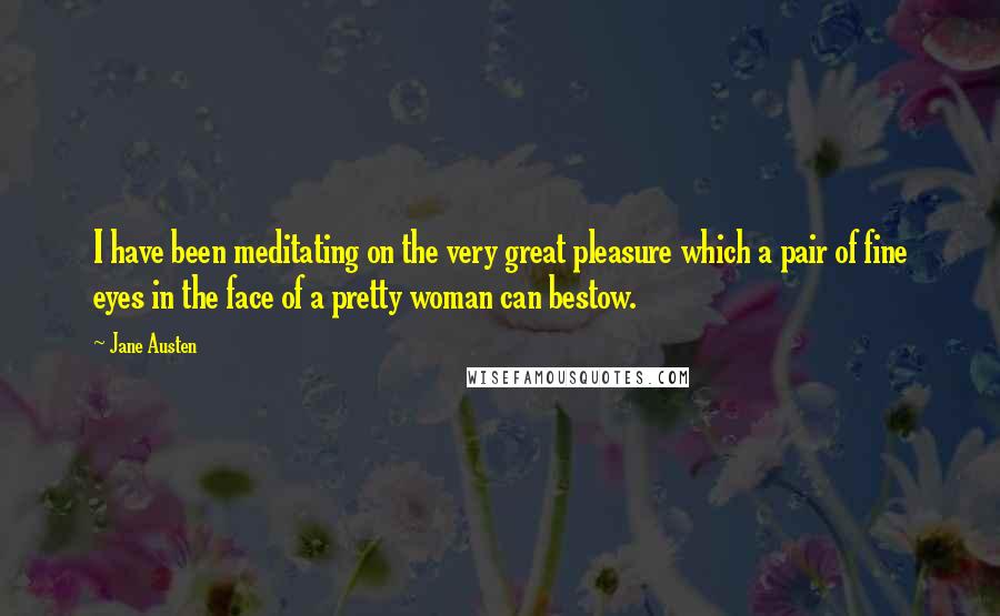 Jane Austen Quotes: I have been meditating on the very great pleasure which a pair of fine eyes in the face of a pretty woman can bestow.