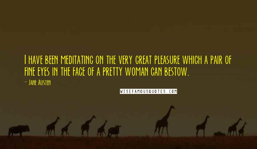 Jane Austen Quotes: I have been meditating on the very great pleasure which a pair of fine eyes in the face of a pretty woman can bestow.