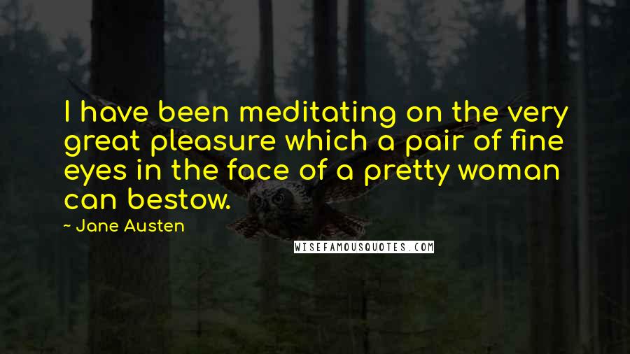 Jane Austen Quotes: I have been meditating on the very great pleasure which a pair of fine eyes in the face of a pretty woman can bestow.