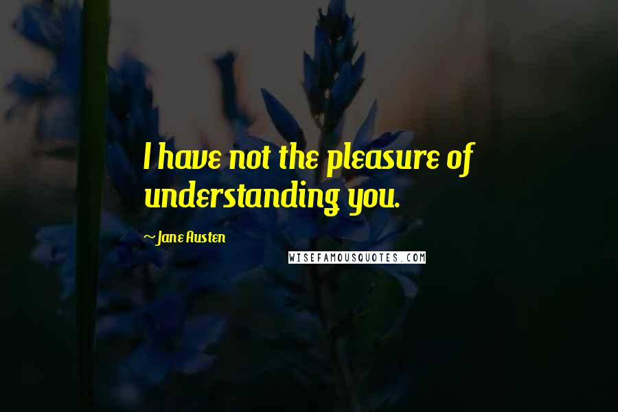 Jane Austen Quotes: I have not the pleasure of understanding you.