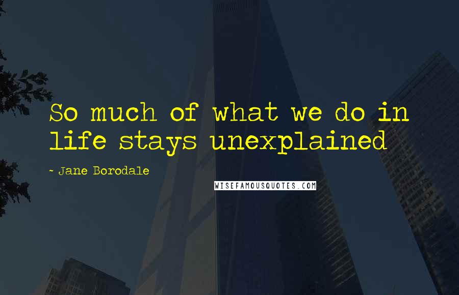 Jane Borodale Quotes: So much of what we do in life stays unexplained