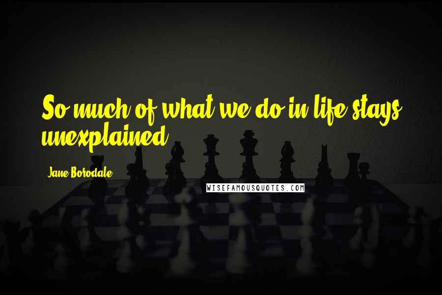 Jane Borodale Quotes: So much of what we do in life stays unexplained