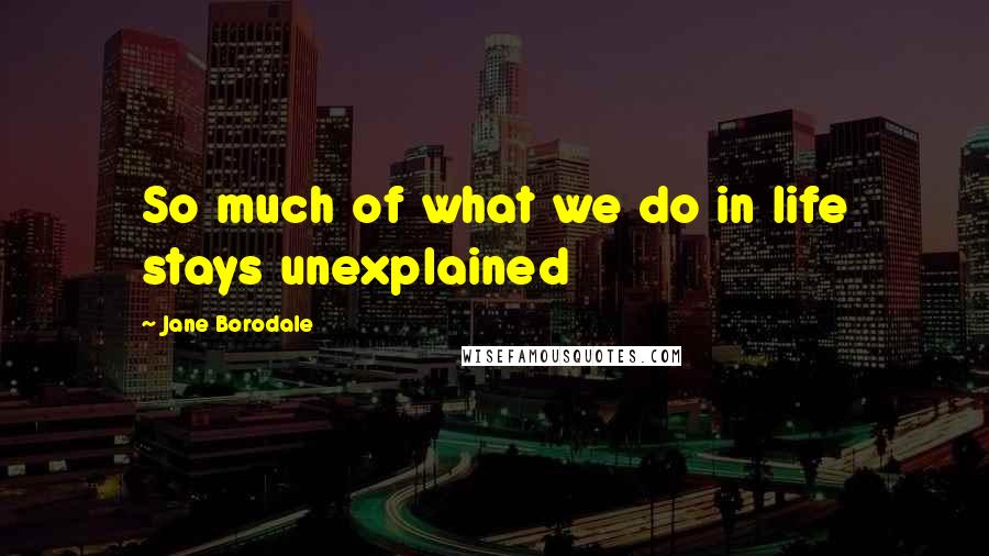 Jane Borodale Quotes: So much of what we do in life stays unexplained