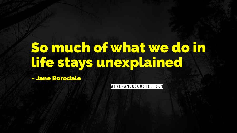 Jane Borodale Quotes: So much of what we do in life stays unexplained