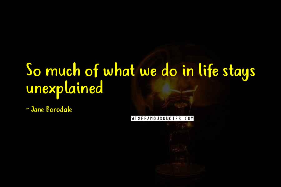 Jane Borodale Quotes: So much of what we do in life stays unexplained