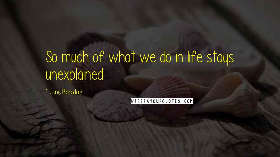 Jane Borodale Quotes: So much of what we do in life stays unexplained