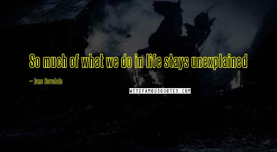 Jane Borodale Quotes: So much of what we do in life stays unexplained