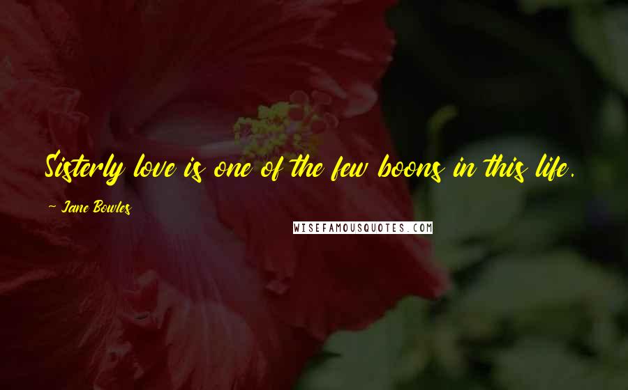 Jane Bowles Quotes: Sisterly love is one of the few boons in this life.