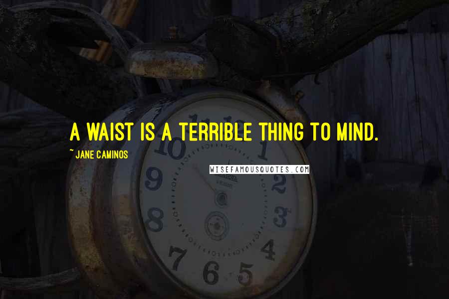 Jane Caminos Quotes: A waist is a terrible thing to mind.