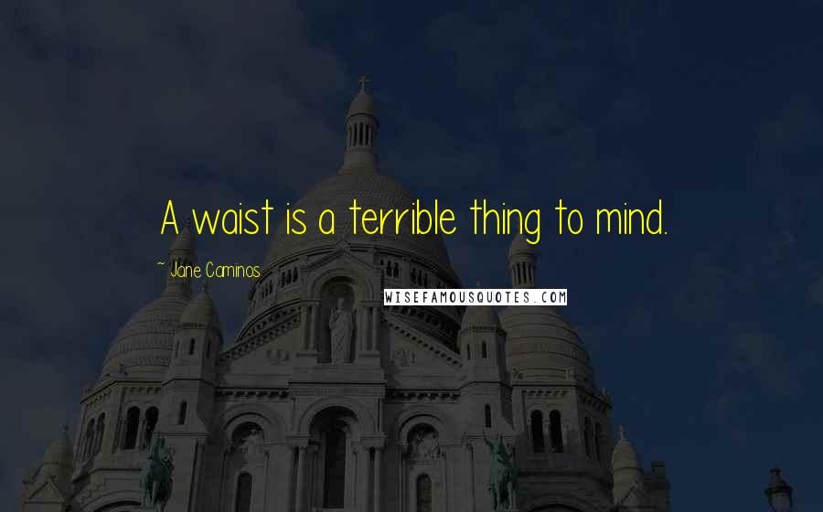 Jane Caminos Quotes: A waist is a terrible thing to mind.