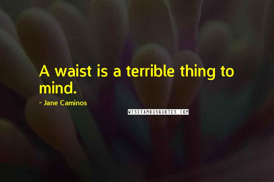 Jane Caminos Quotes: A waist is a terrible thing to mind.