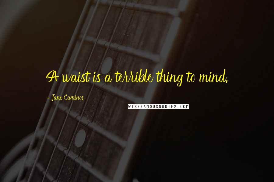 Jane Caminos Quotes: A waist is a terrible thing to mind.