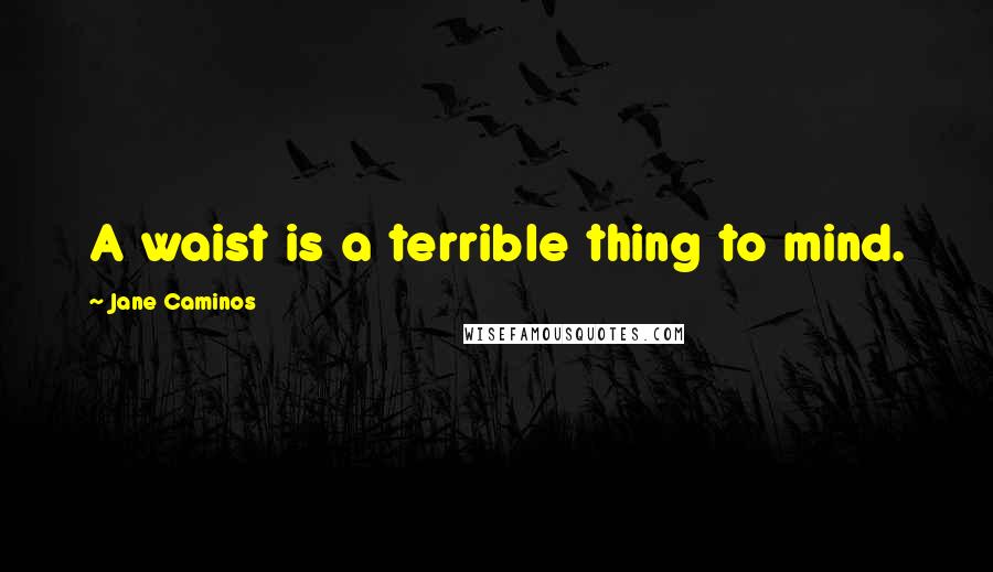 Jane Caminos Quotes: A waist is a terrible thing to mind.