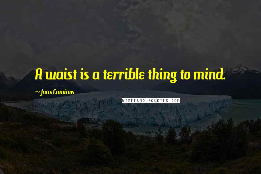 Jane Caminos Quotes: A waist is a terrible thing to mind.