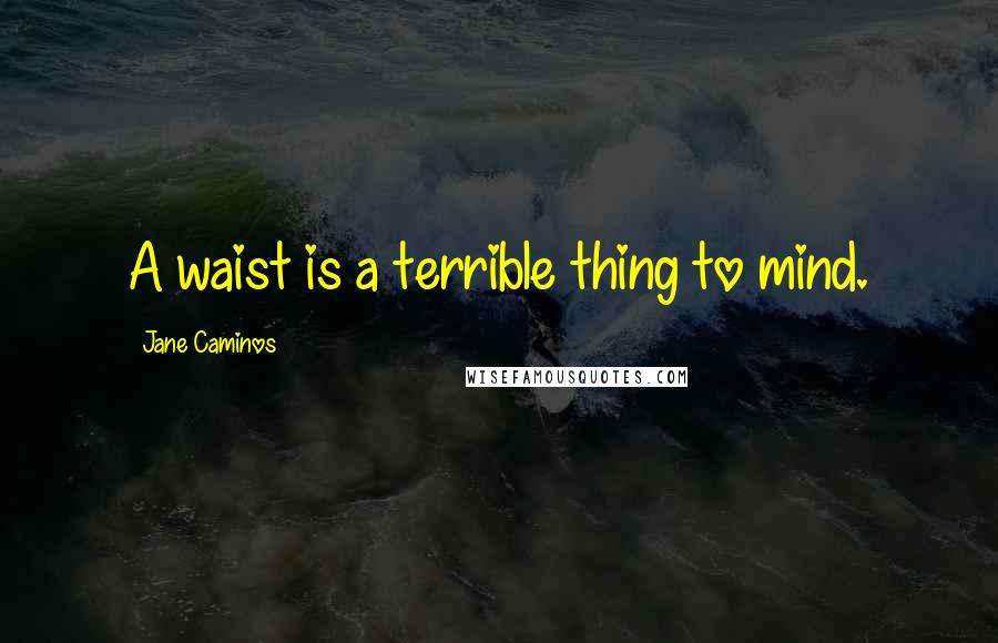 Jane Caminos Quotes: A waist is a terrible thing to mind.
