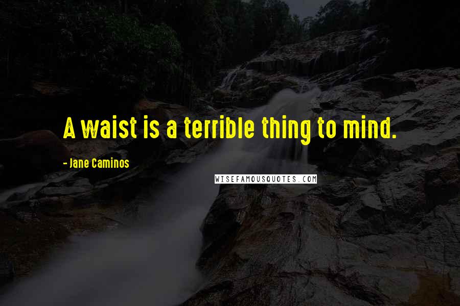 Jane Caminos Quotes: A waist is a terrible thing to mind.