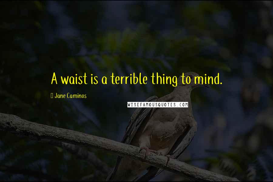 Jane Caminos Quotes: A waist is a terrible thing to mind.