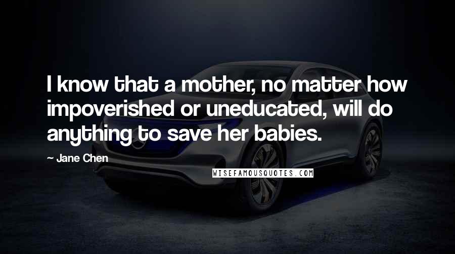 Jane Chen Quotes: I know that a mother, no matter how impoverished or uneducated, will do anything to save her babies.