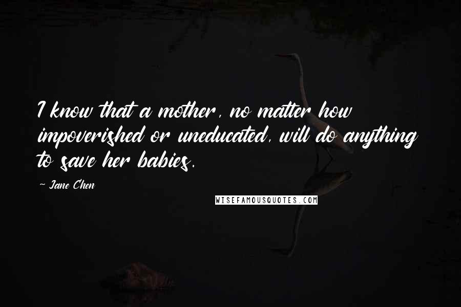 Jane Chen Quotes: I know that a mother, no matter how impoverished or uneducated, will do anything to save her babies.