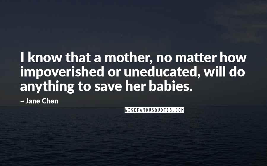 Jane Chen Quotes: I know that a mother, no matter how impoverished or uneducated, will do anything to save her babies.