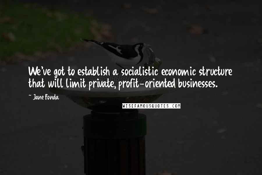 Jane Fonda Quotes: We've got to establish a socialistic economic structure that will limit private, profit-oriented businesses.