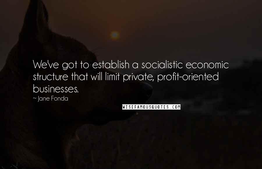 Jane Fonda Quotes: We've got to establish a socialistic economic structure that will limit private, profit-oriented businesses.