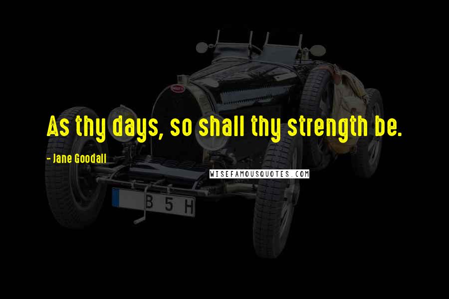 Jane Goodall Quotes: As thy days, so shall thy strength be.