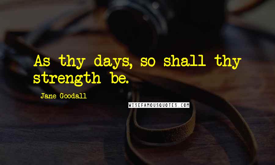 Jane Goodall Quotes: As thy days, so shall thy strength be.
