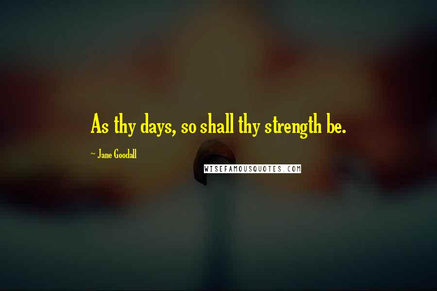 Jane Goodall Quotes: As thy days, so shall thy strength be.