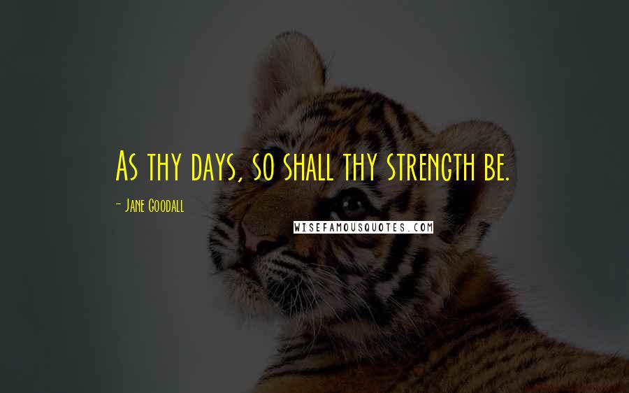 Jane Goodall Quotes: As thy days, so shall thy strength be.