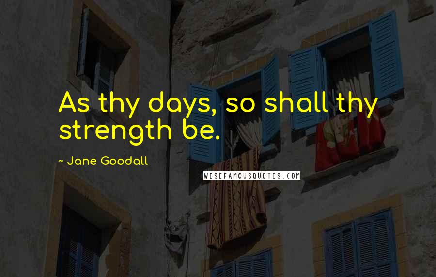 Jane Goodall Quotes: As thy days, so shall thy strength be.