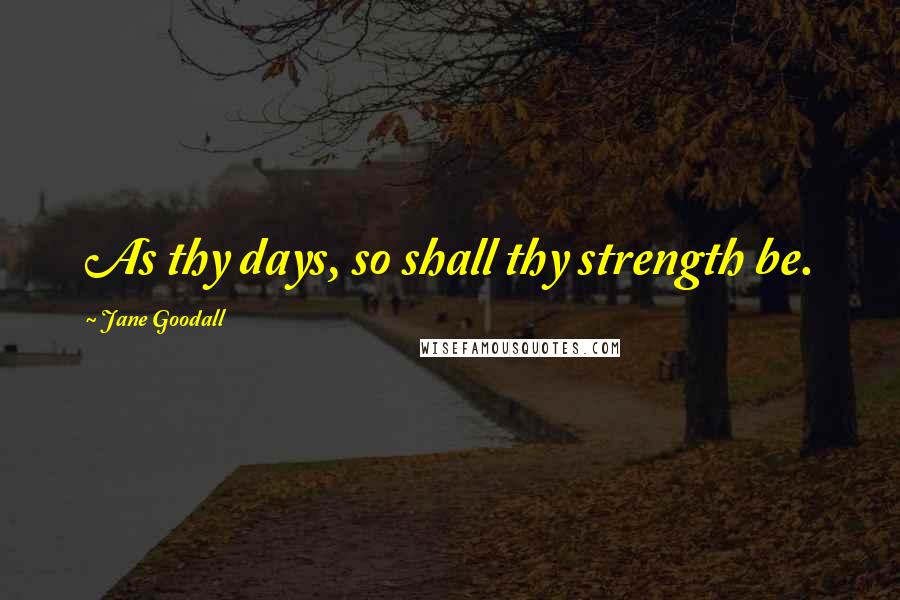Jane Goodall Quotes: As thy days, so shall thy strength be.