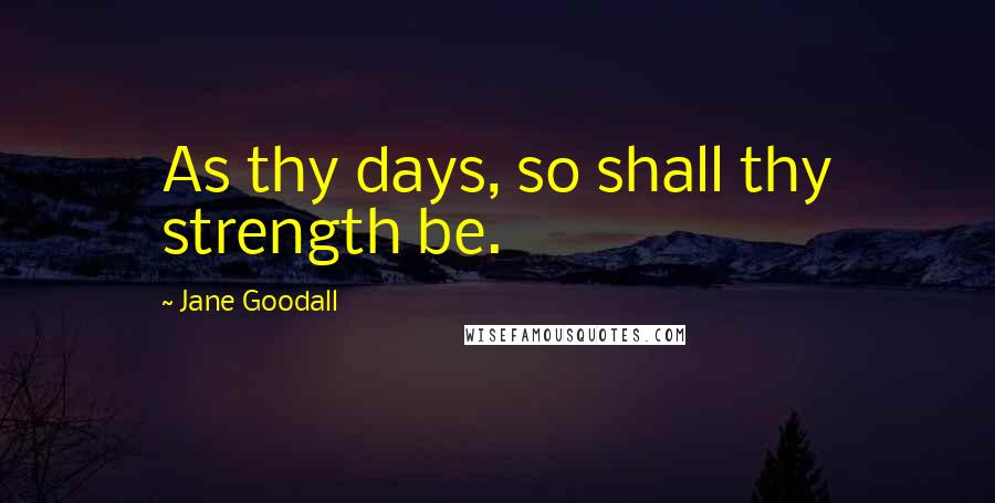 Jane Goodall Quotes: As thy days, so shall thy strength be.