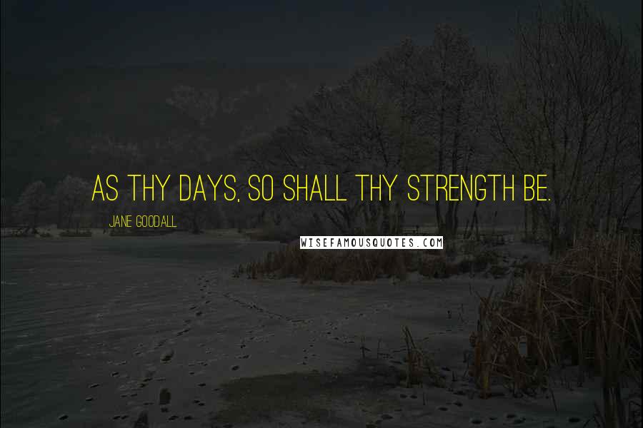 Jane Goodall Quotes: As thy days, so shall thy strength be.