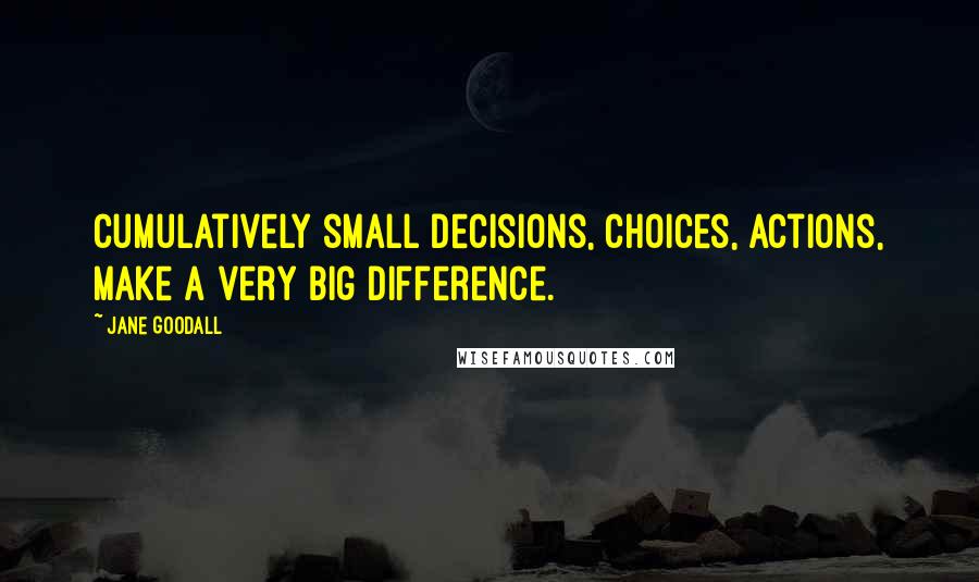 Jane Goodall Quotes: Cumulatively small decisions, choices, actions, make a very big difference.