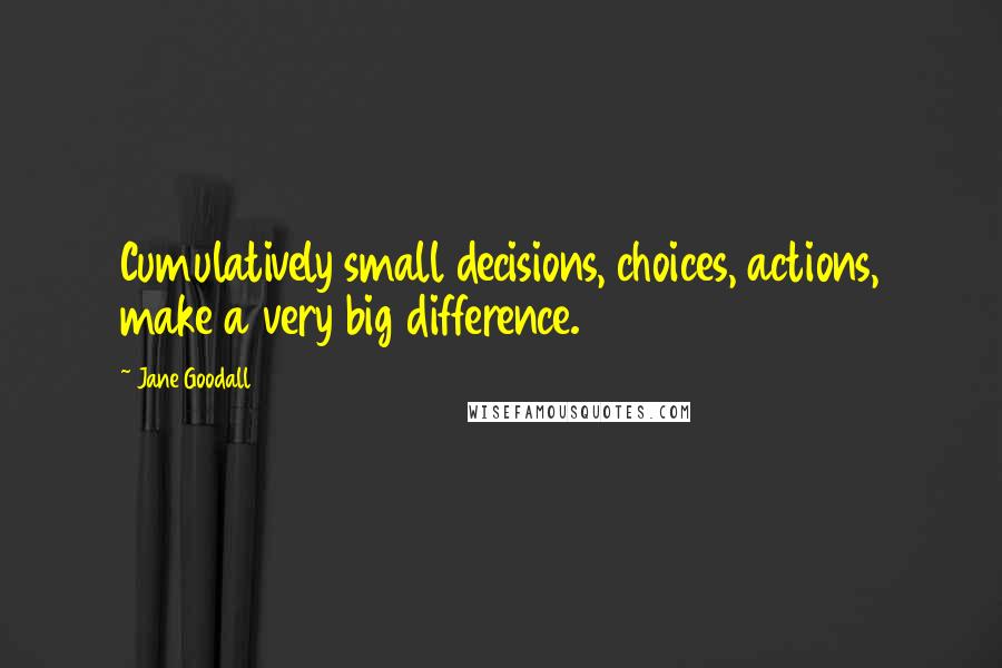 Jane Goodall Quotes: Cumulatively small decisions, choices, actions, make a very big difference.