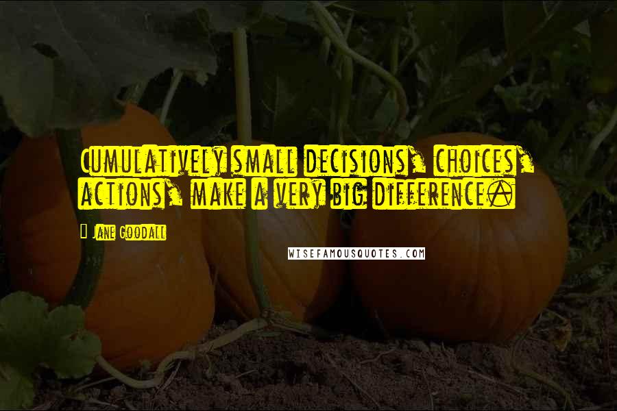 Jane Goodall Quotes: Cumulatively small decisions, choices, actions, make a very big difference.