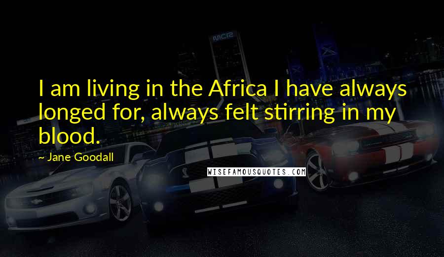 Jane Goodall Quotes: I am living in the Africa I have always longed for, always felt stirring in my blood.