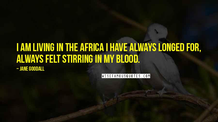 Jane Goodall Quotes: I am living in the Africa I have always longed for, always felt stirring in my blood.