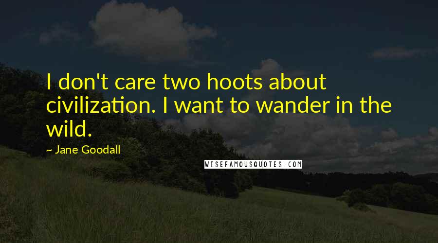 Jane Goodall Quotes: I don't care two hoots about civilization. I want to wander in the wild.