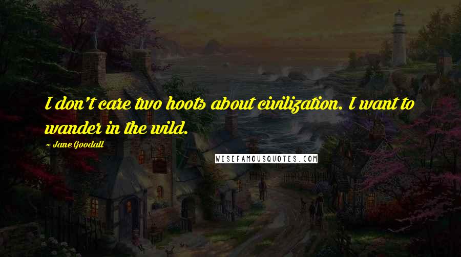 Jane Goodall Quotes: I don't care two hoots about civilization. I want to wander in the wild.